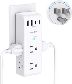 Surge Protector Outlet Extender with Rotating Plug, Multi Plug Wall Outlet | 6 AC Outlet Splitter 4 USB Ports (2 USB C),1800J USB Wall Charger, Plug Adapter Power Strip for Home Office Dorm Room Travel