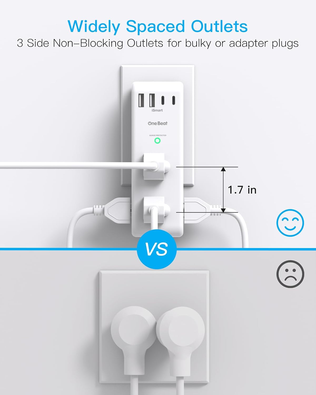 Surge Protector Outlet Extender with Rotating Plug, Multi Plug Wall Outlet | 6 AC Outlet Splitter 4 USB Ports (2 USB C),1800J USB Wall Charger, Plug Adapter Power Strip for Home Office Dorm Room Travel - Image 6