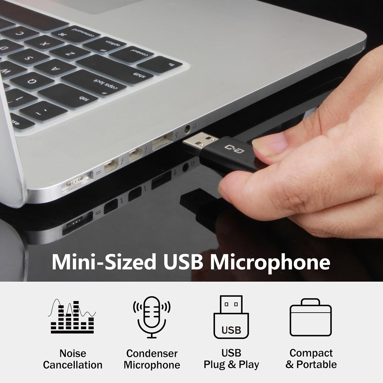 Mini USB Microphone for Laptop & Desktop, Plug-and-Play | High-Sensitivity USB Mic for Clear Voice Pickup, Compact and Portable, Ideal for Work and Study - Image 2