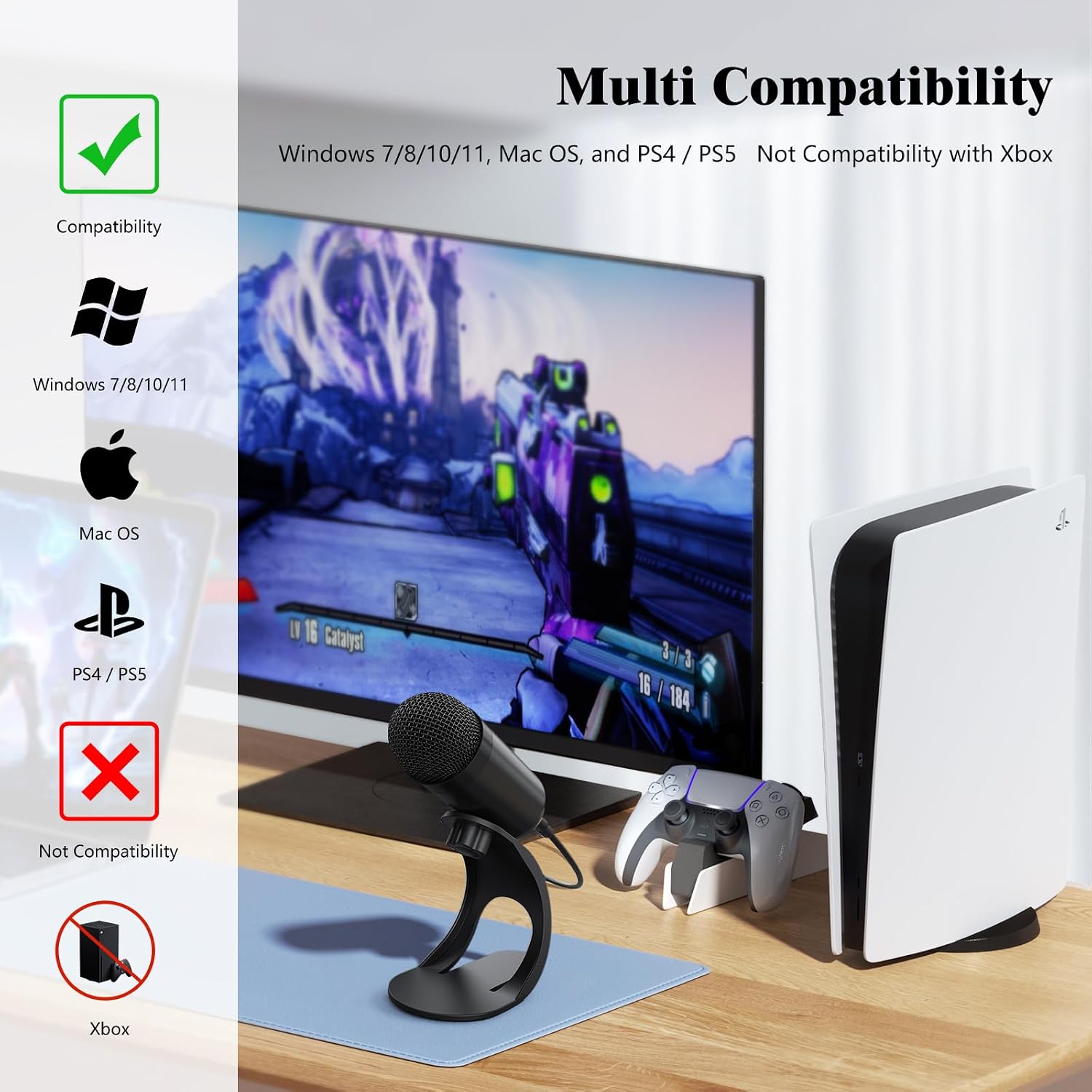LIANGSTAR USB Computer Microphone, Podcast Mic Desktop with Mute Button for Recording Streaming, Omnidirectional Condenser, Plug&Play Stand with Volume Control for PC, Laptop, Mac, YouTube - Image 5
