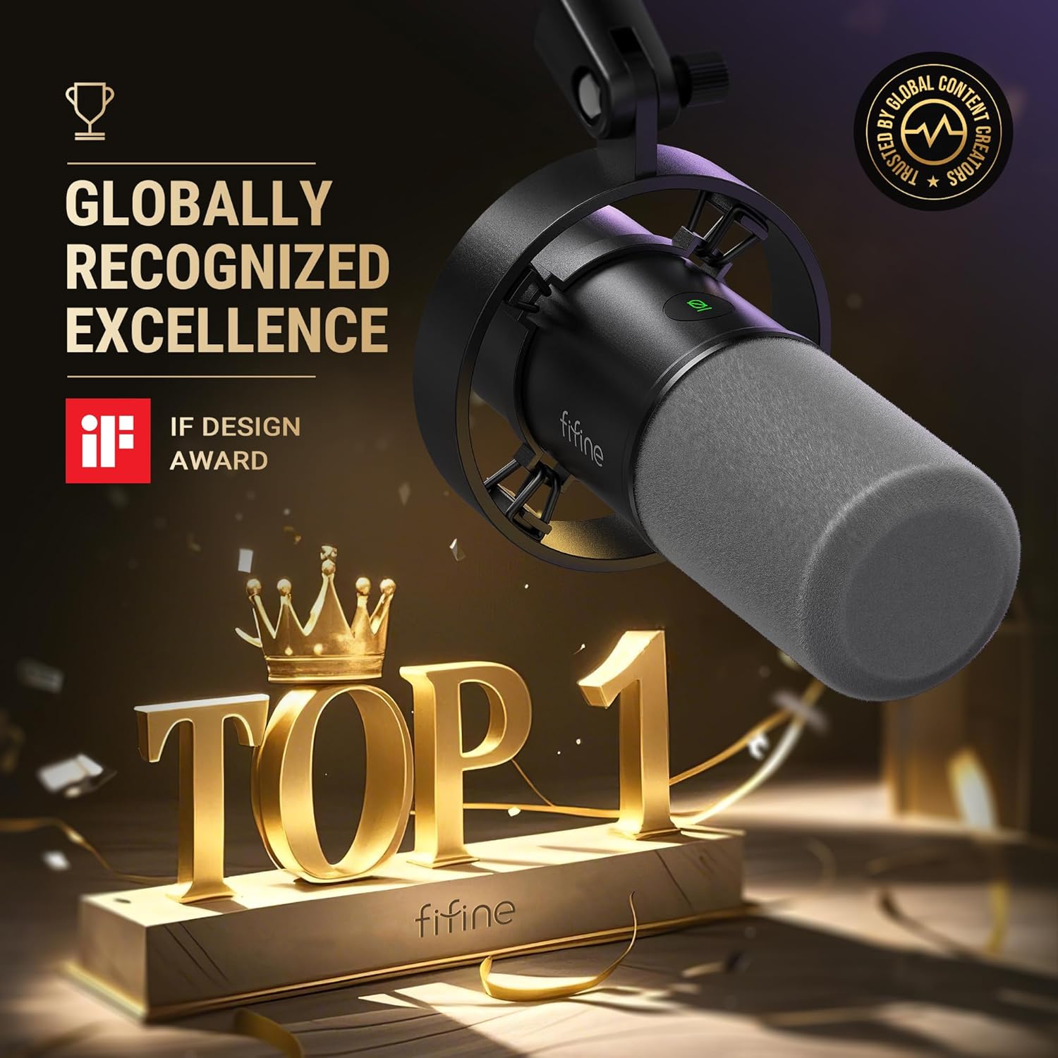 FIFINE AmpliTank K688CT Podcast Microphone Kit, USB/XLR Dynamic Vocal Mic | Streaming Mic with Boom Arm for PC/XLR Mixer, with Mute Button, Headphone Jack, Gain Knob, for Gaming Voice-Over Recording - Image 2