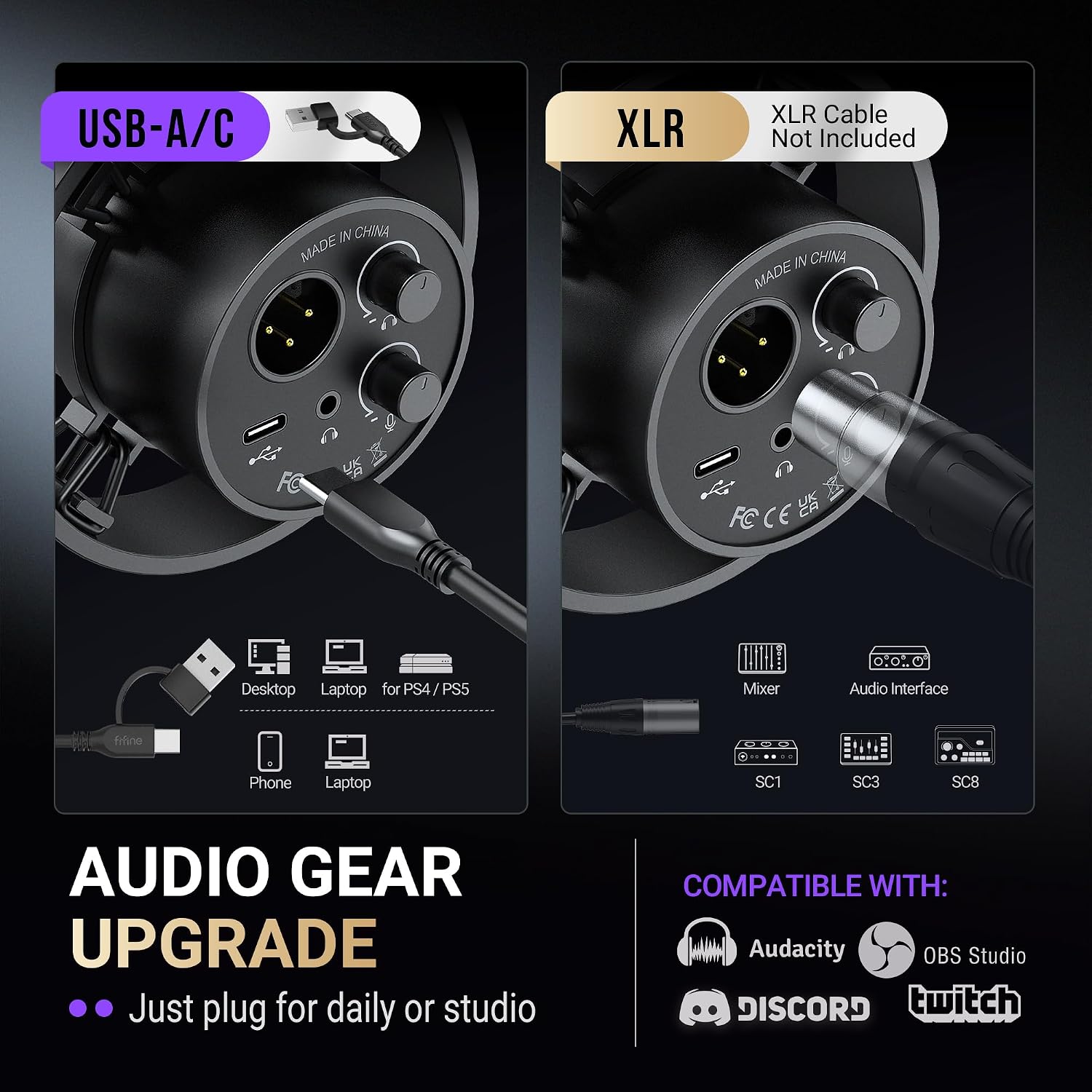 FIFINE AmpliTank K688CT Podcast Microphone Kit, USB/XLR Dynamic Vocal Mic | Streaming Mic with Boom Arm for PC/XLR Mixer, with Mute Button, Headphone Jack, Gain Knob, for Gaming Voice-Over Recording - Image 5