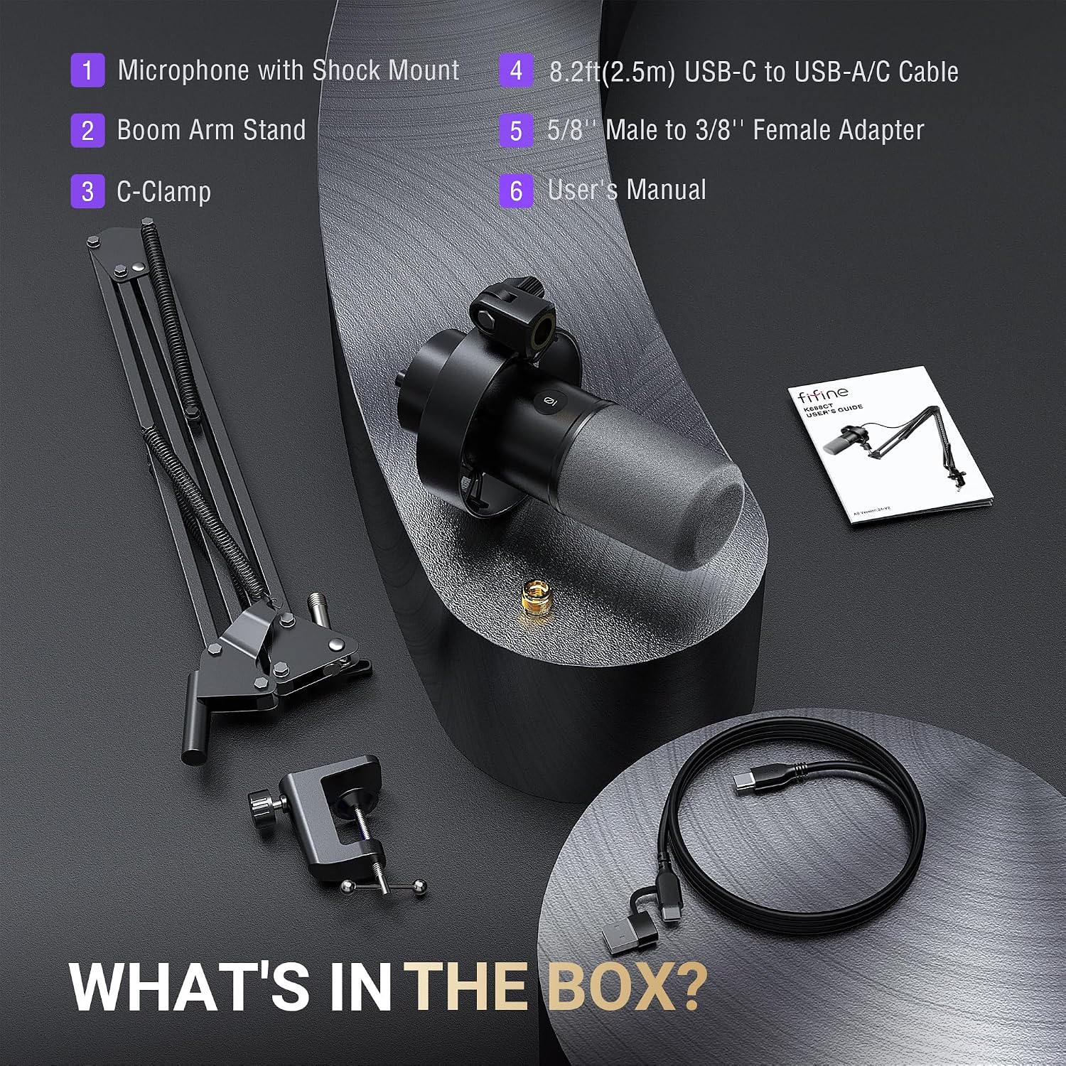 FIFINE AmpliTank K688CT Podcast Microphone Kit, USB/XLR Dynamic Vocal Mic | Streaming Mic with Boom Arm for PC/XLR Mixer, with Mute Button, Headphone Jack, Gain Knob, for Gaming Voice-Over Recording - Image 10